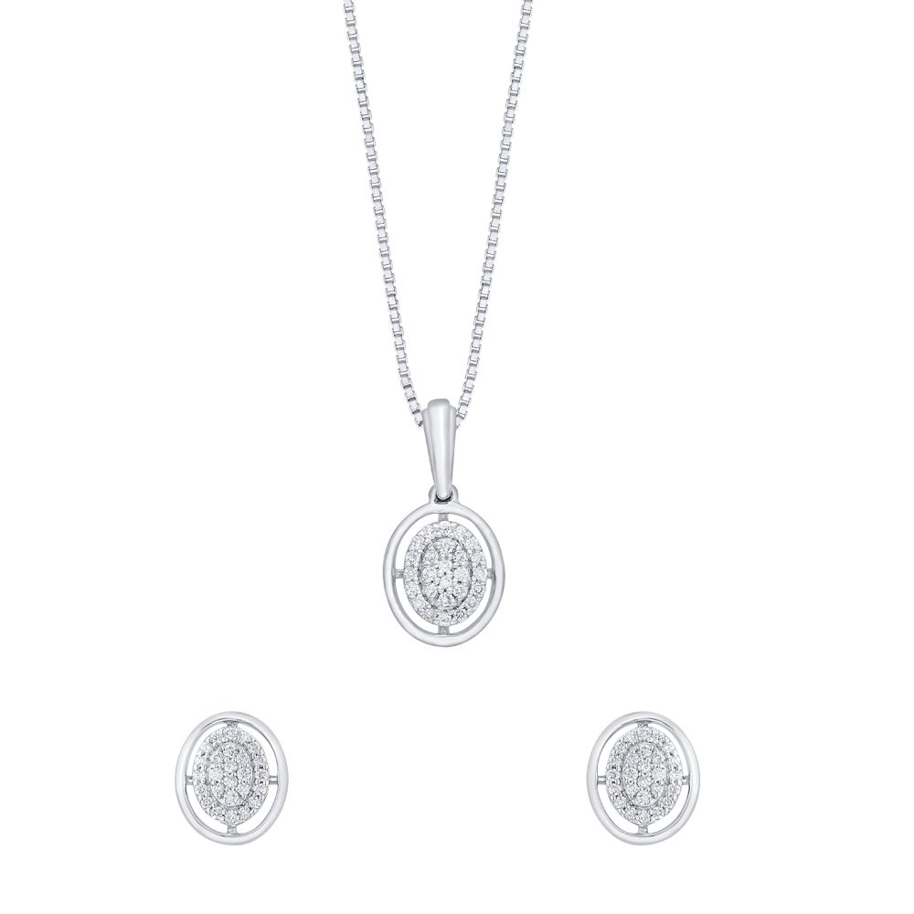 Classic Diamond Cluster Platinum Pendant Set-Platinum-PSP18001-D300P0D