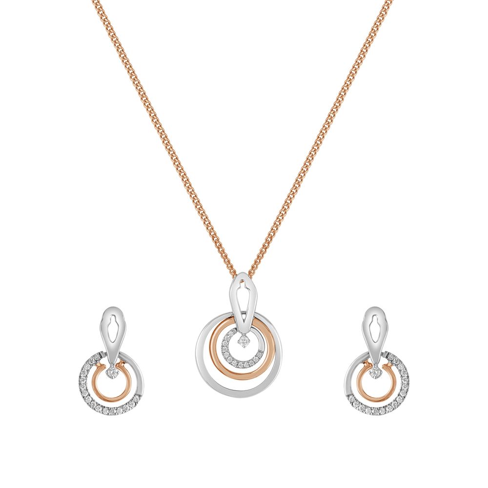 Buy Dual Toned Geometric Platinum Diamond Pendant Set PSP21002