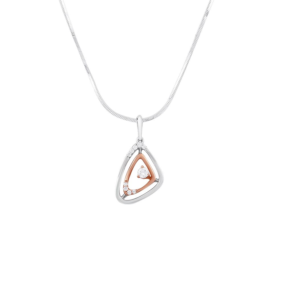 Geometric Diamond Platinum Pendant Set-Platinum-PSP21003-D300O0D