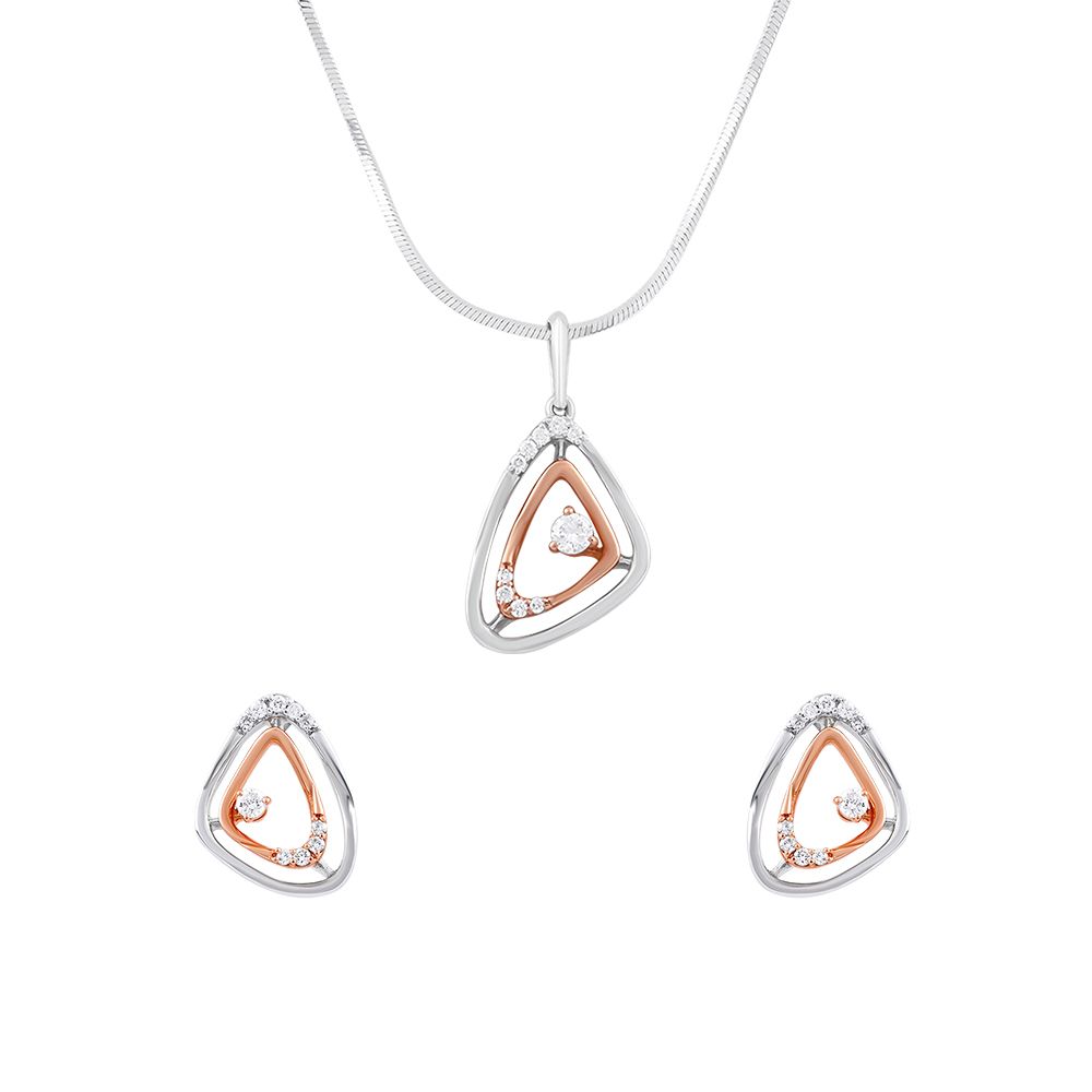 Geometric Diamond Platinum Pendant Set-Platinum-PSP21003-D300O0D