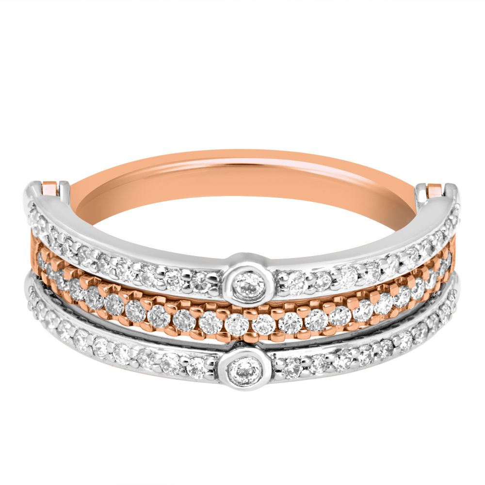 Diamond Lined Platinum Finger Ring-Rings-PRG23004