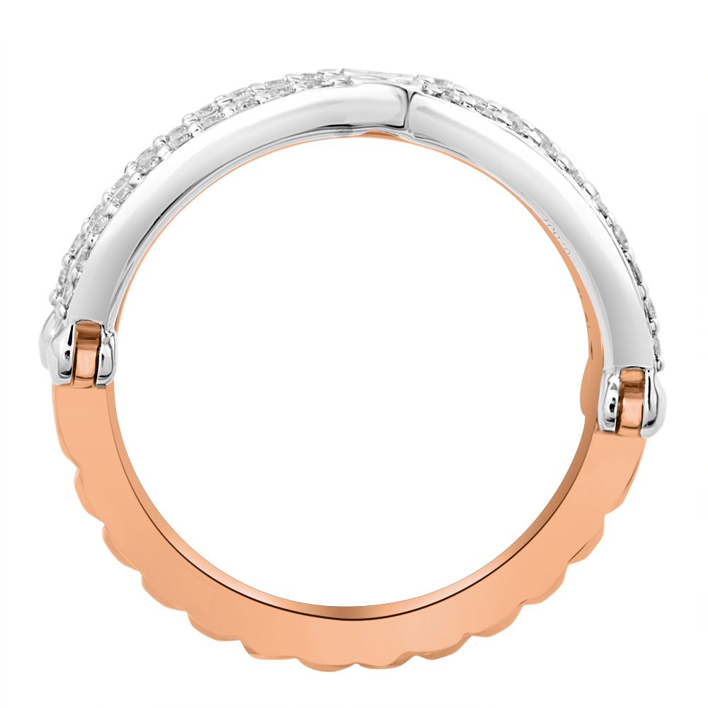 Diamond Lined Platinum Finger Ring-Rings-PRG23004