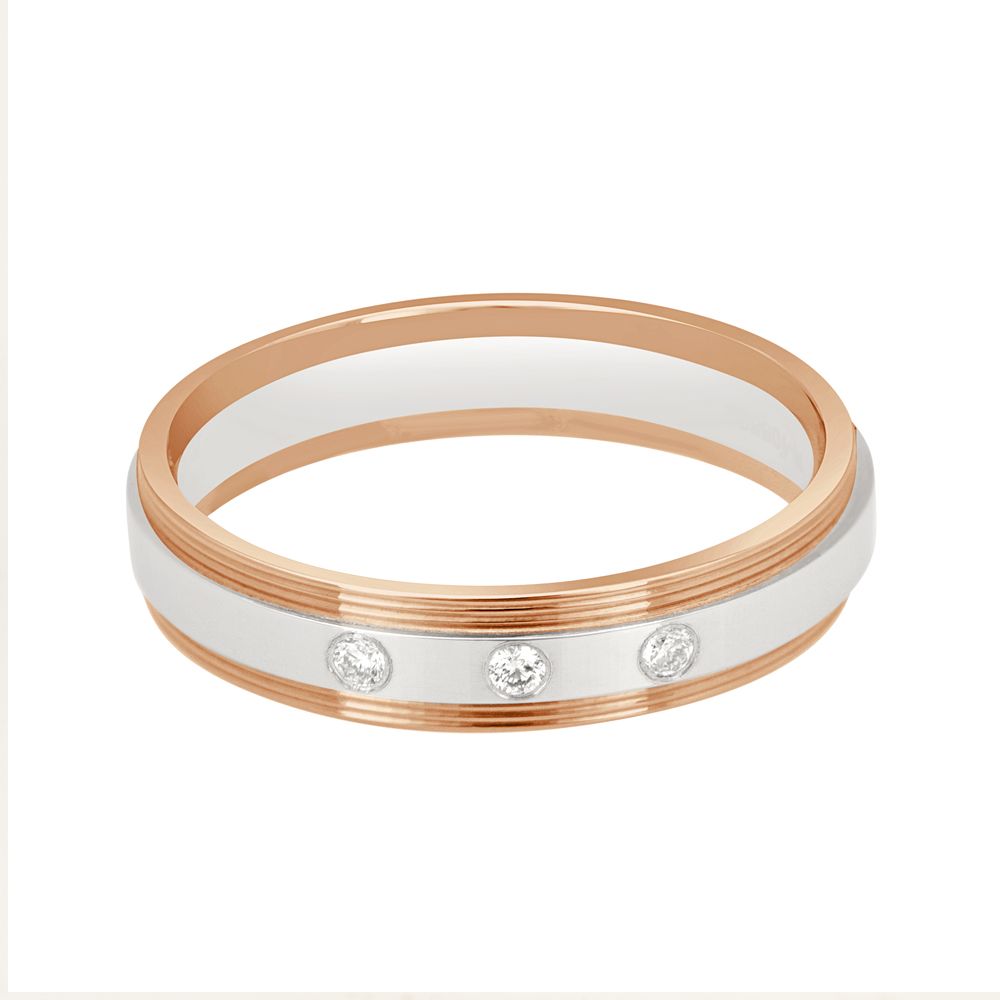 Diamond Accented Platinum and Rose Gold Ring -Rings-PRG23039