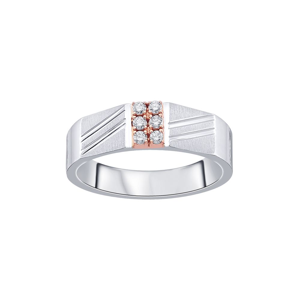 Embellished Diamond and Platinum Mens Finger Ring-Rings-PRG23K02