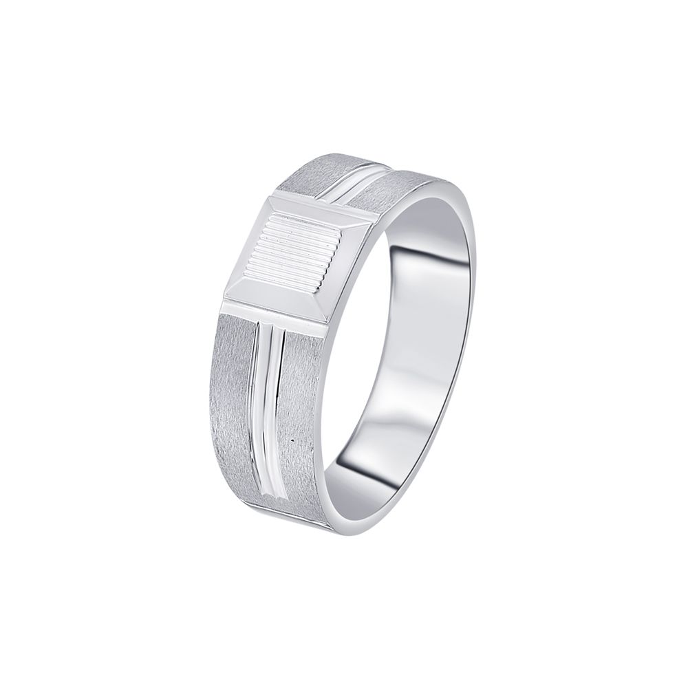 Scintillating Geometric Mens Platinum Finger Ring-Rings-PRG23K09