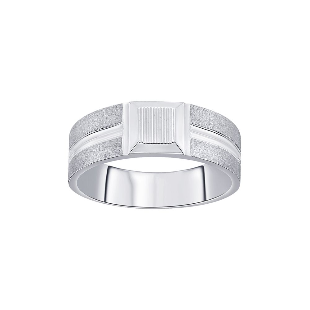 Scintillating Geometric Mens Platinum Finger Ring-Rings-PRG23K09