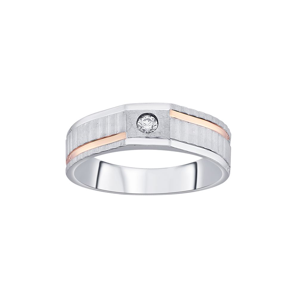 Edgy Platinum and Diamond Mens Finger Band-Rings-PRG23K14