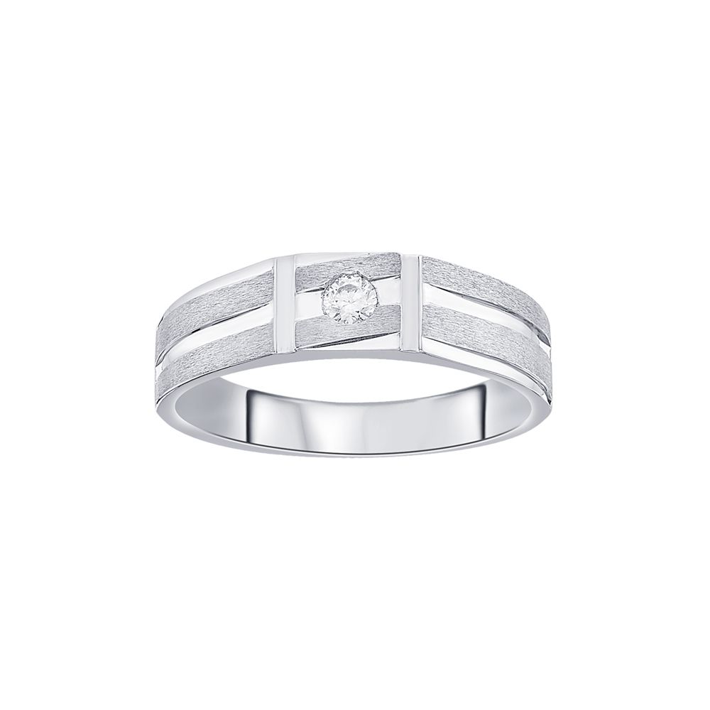 Striking Diamond and Platinum Mens Finger Band-Rings-PRG23K19