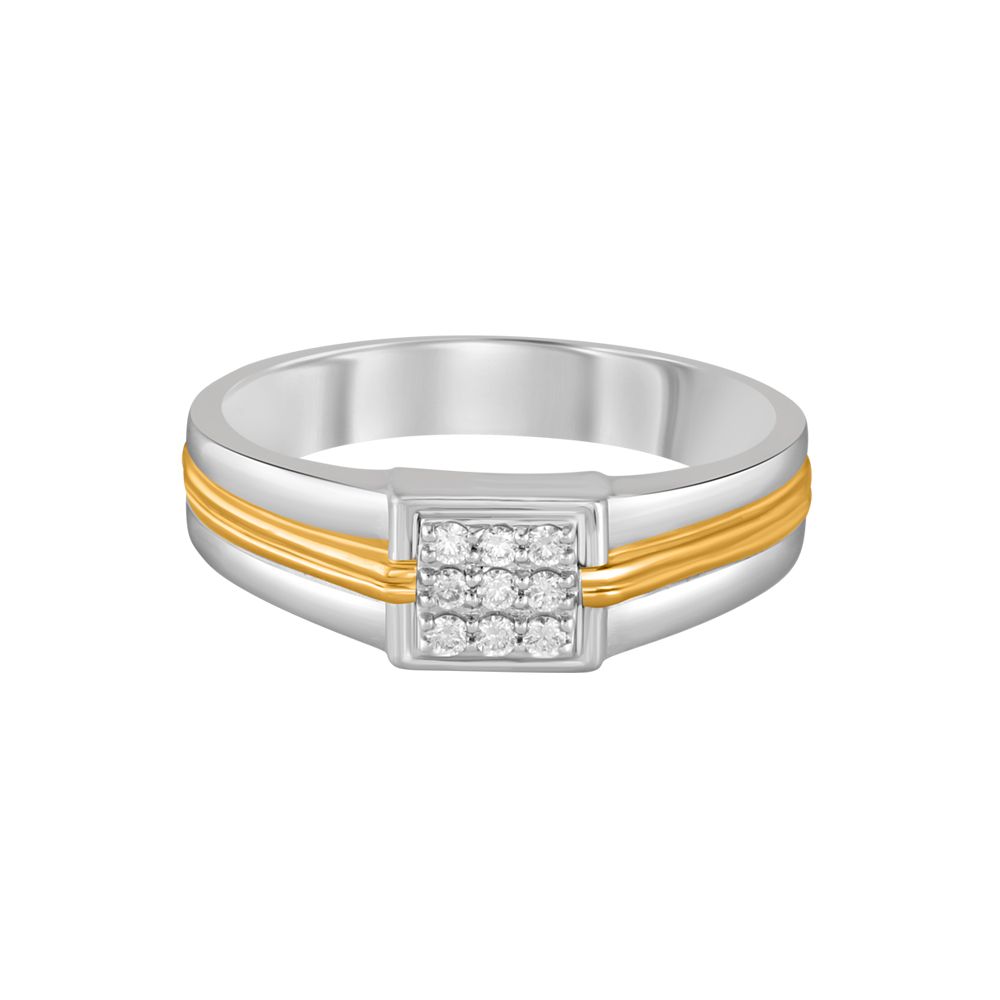 Antique Diamond and Dual Metal Mens Ring-Rings-PRG23K33