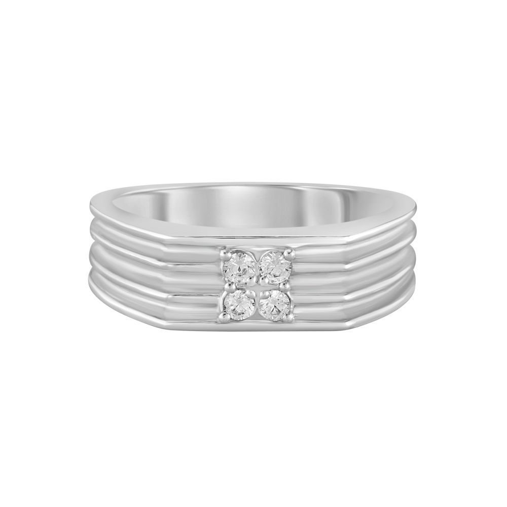 Ridged Platinum Mens Finger Ring-Rings-PRG23K39