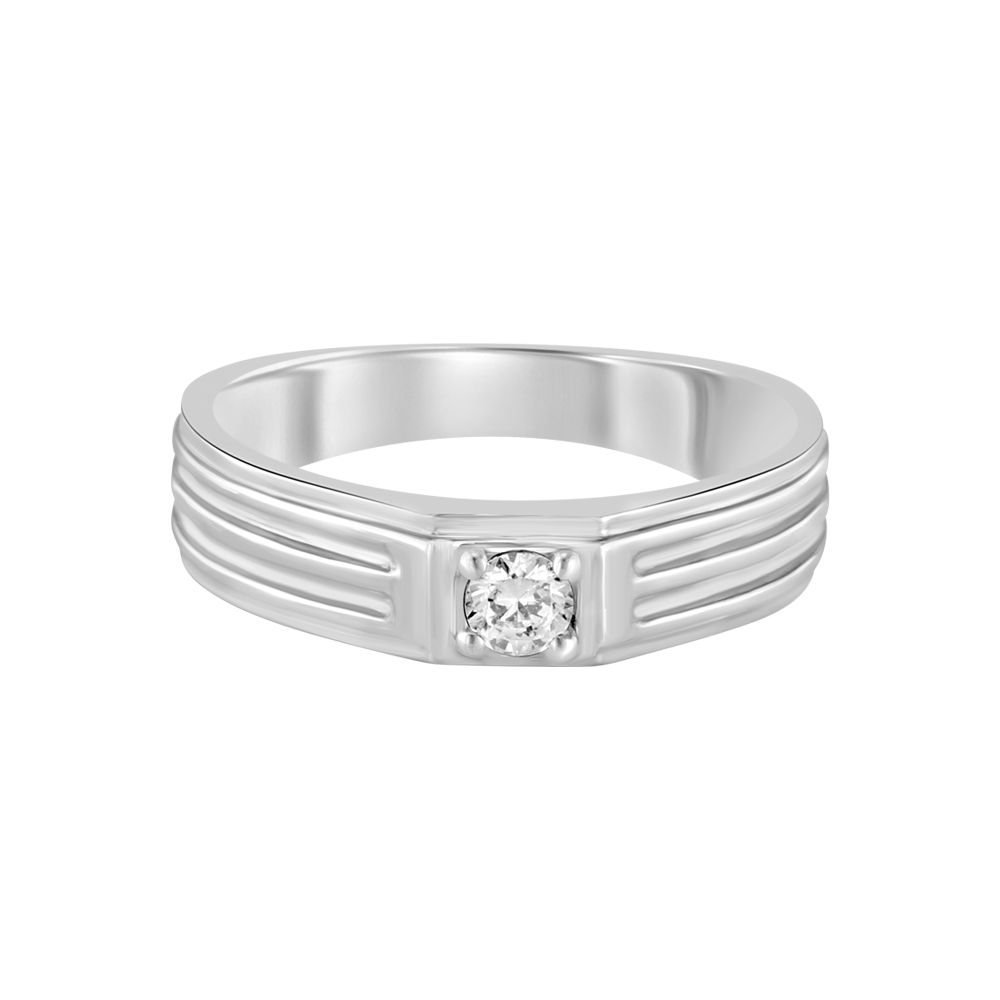 Sparkling Diamond and Platinum Mens Finger Ring-Rings-PRG23K40