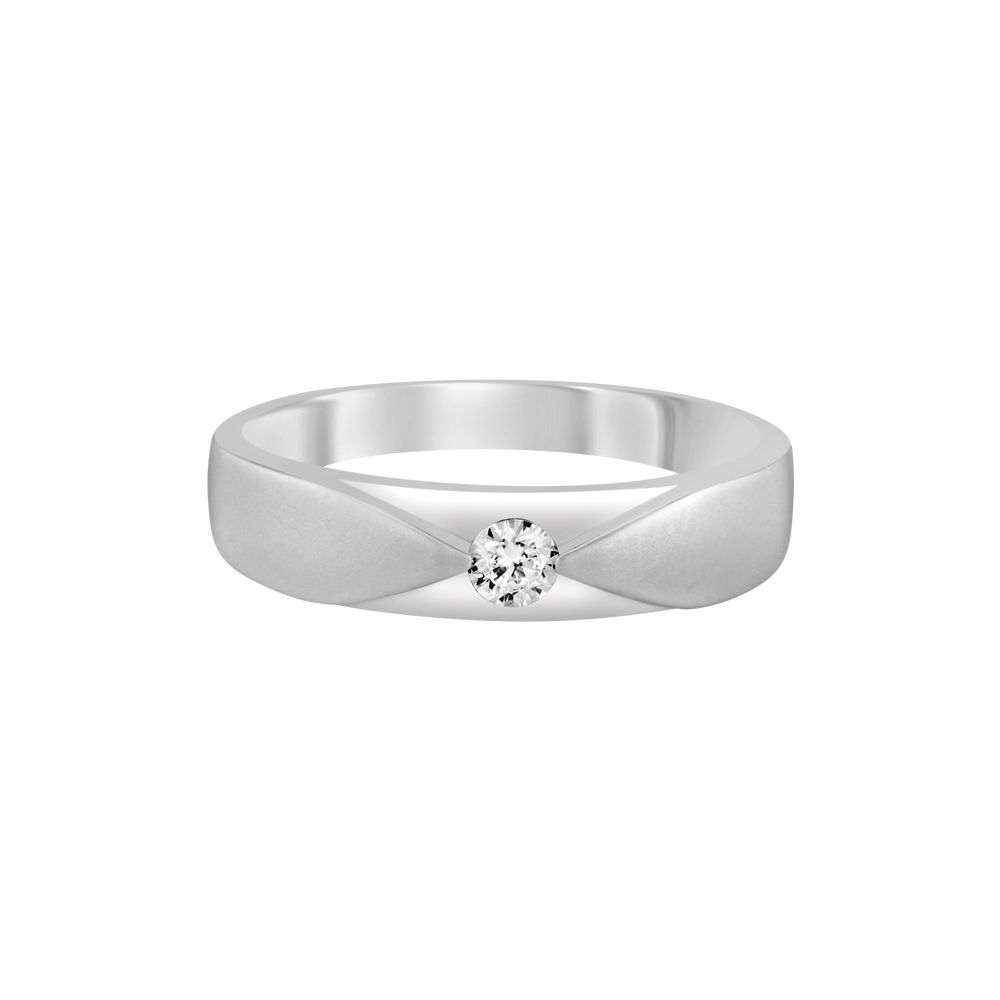 Embellished Platinum and Diamond Mens Finger Band-Rings-PRG23K42