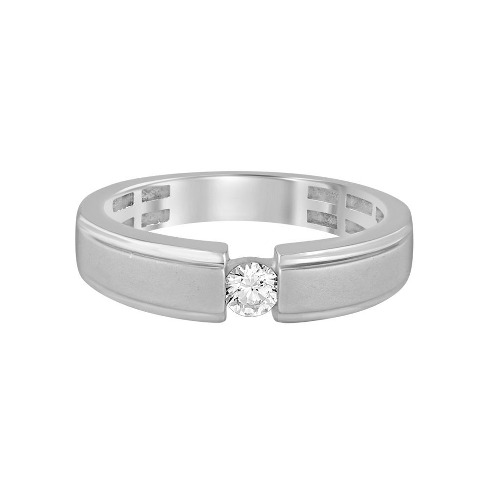 Simple Platinum Finger Band for Men-Rings-PRG23K43