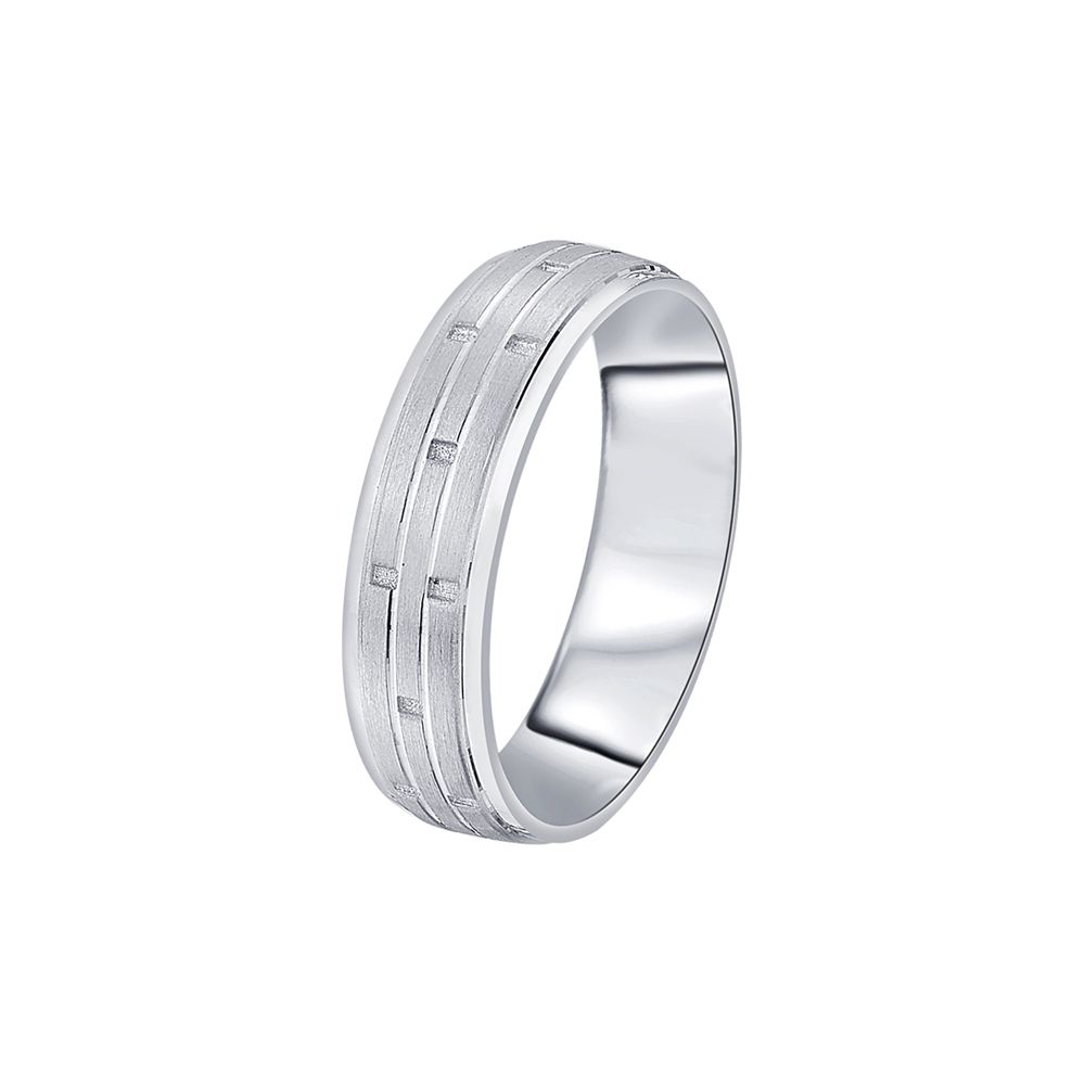 Textured Platinum Mens Finger Band-Rings-PRG23K48