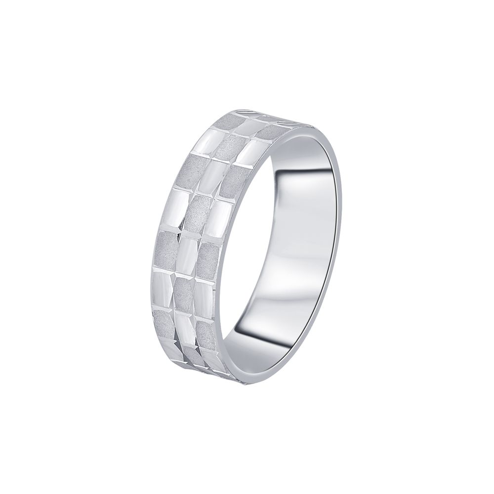 Subtle Geometric Mens Platinum Finger Band-Rings-PRG23K49