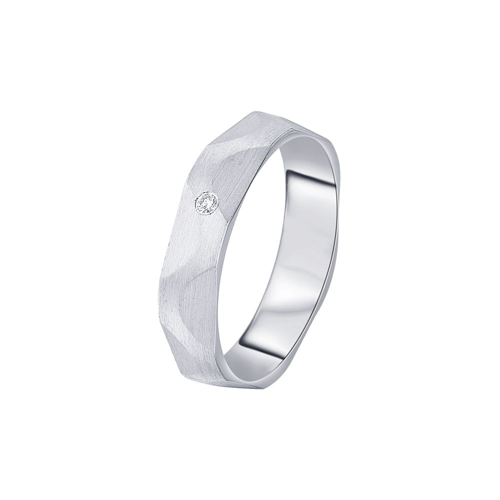 Striking Diamond Studded Mens Platinum Band-Rings-PRG23K50