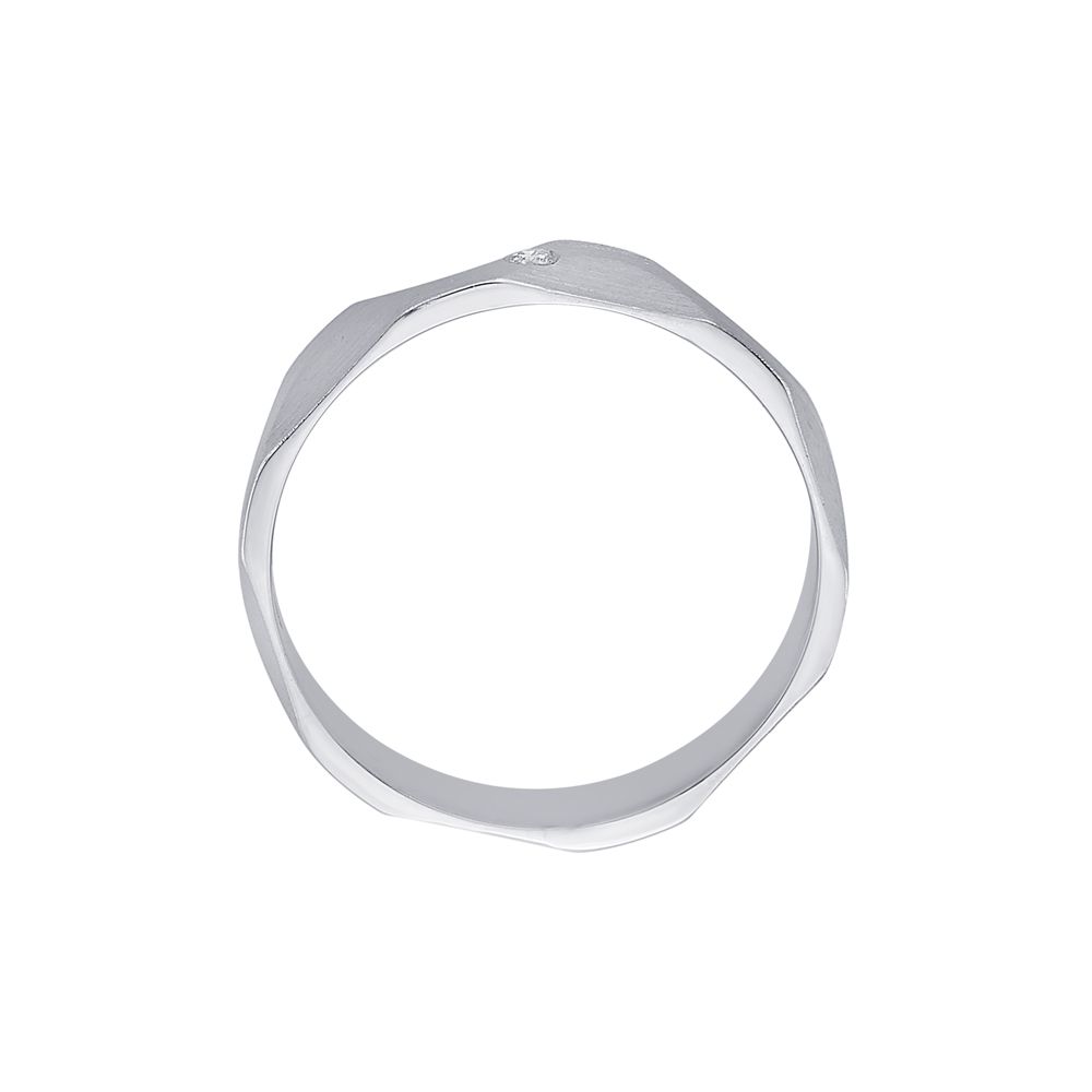 Striking Diamond Studded Mens Platinum Band-Rings-PRG23K50