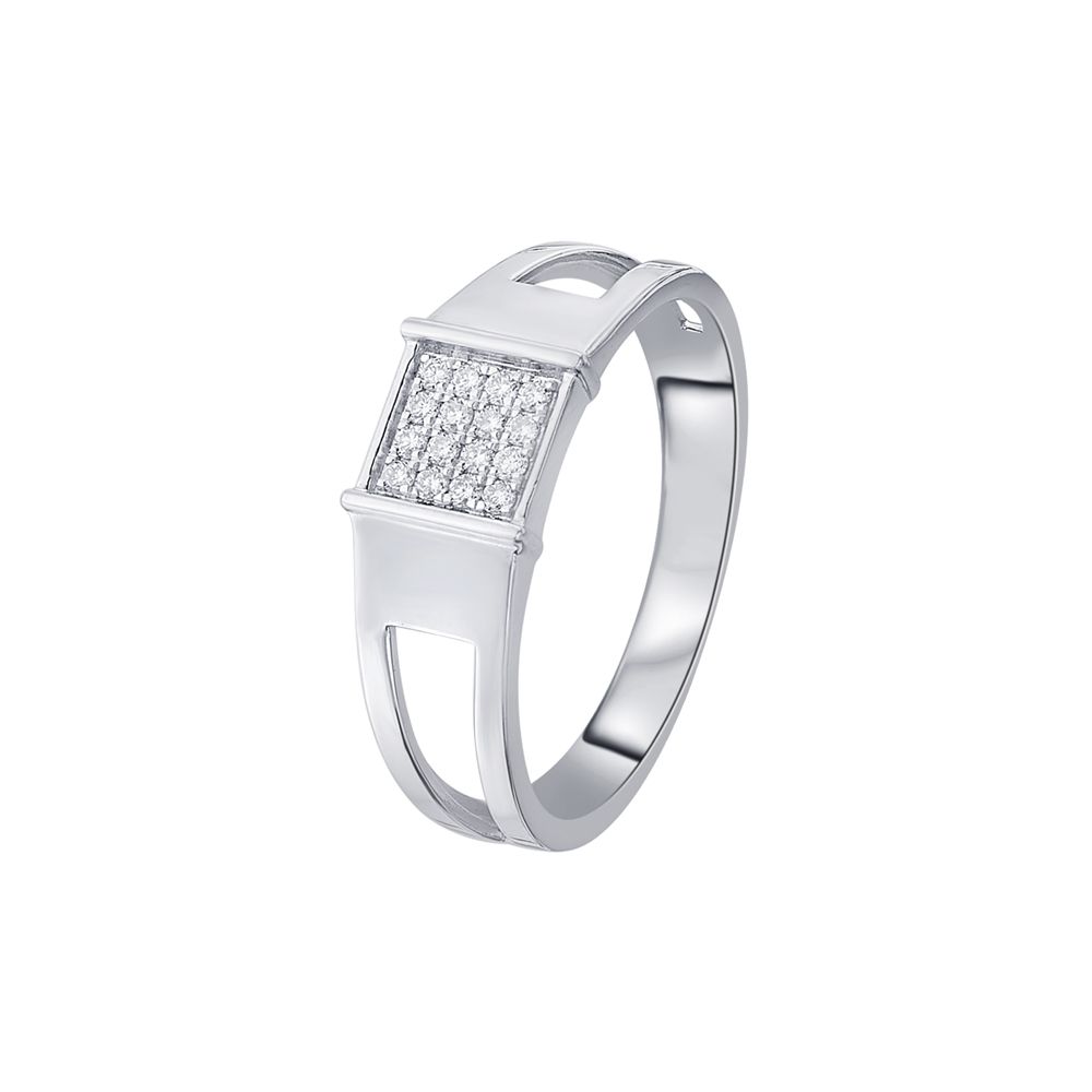Splendid Diamond Studded Mens Platinum Ring-Rings-PRG23K51