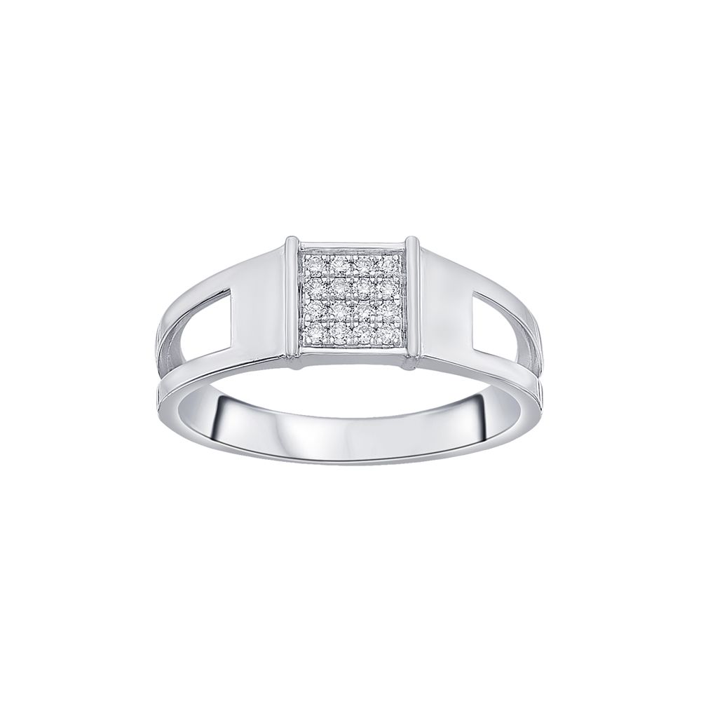 Splendid Diamond Studded Mens Platinum Ring-Rings-PRG23K51