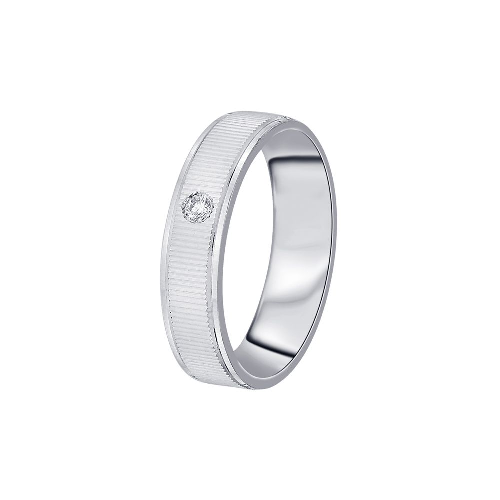 Simple Platinum and Diamond Band For Men-Rings-PRG23K52