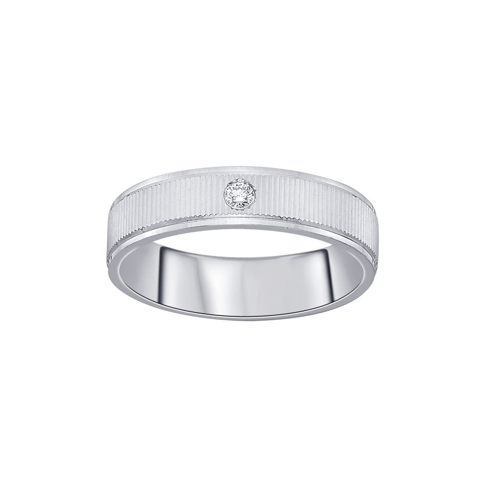 Simple Platinum and Diamond Band For Men-Rings-PRG23K52