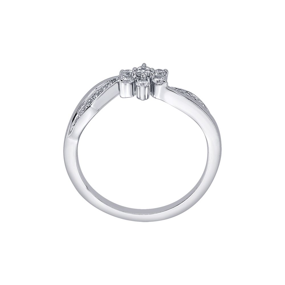Floral Diamond Platinum Finger Ring-Rings-PRG23K56