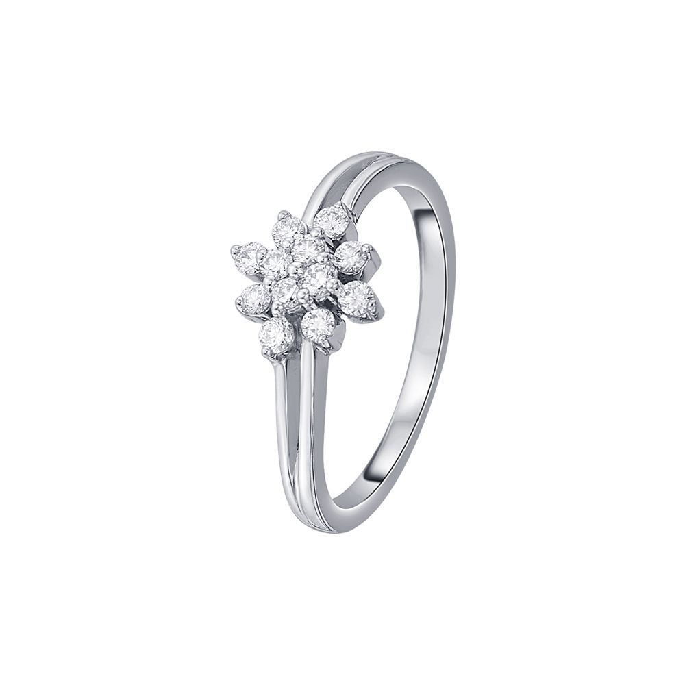 Stunning Flower Design Platinum Finger Ring-Rings-PRG23K57