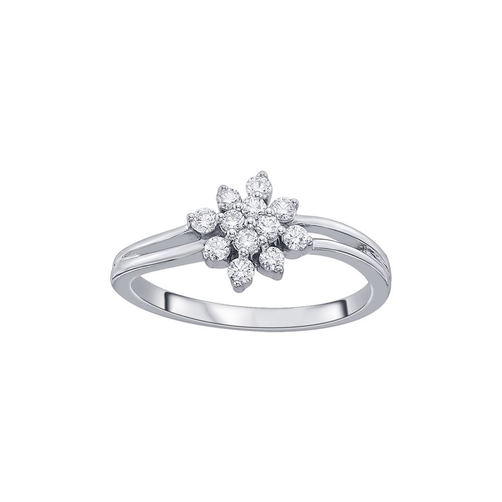 Stunning Flower Design Platinum Finger Ring-Rings-PRG23K57