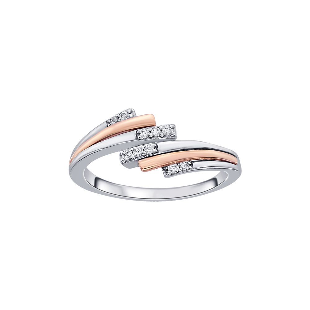 Gleaming Two Toned Diamond Finger Ring-Rings-PRG23K60