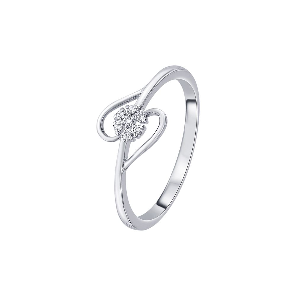 Classic Floral Platinum and Diamond Finger Ring-Rings-PRG23K63