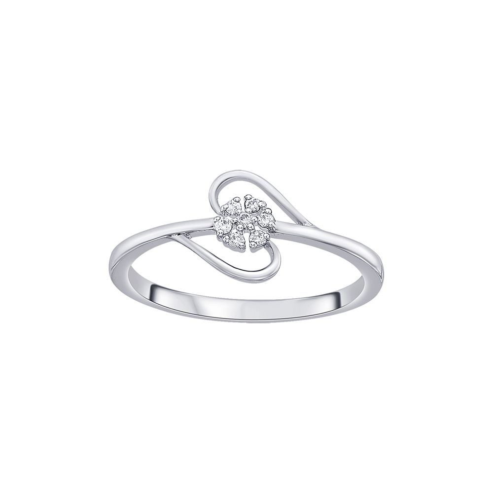Classic Floral Platinum and Diamond Finger Ring-Rings-PRG23K63