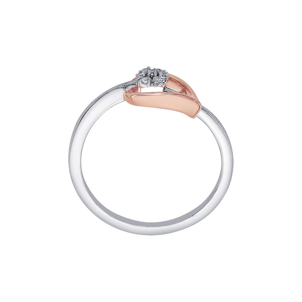 Leafy Diamond and Platinum Finger Ring-Rings-PRG23K67