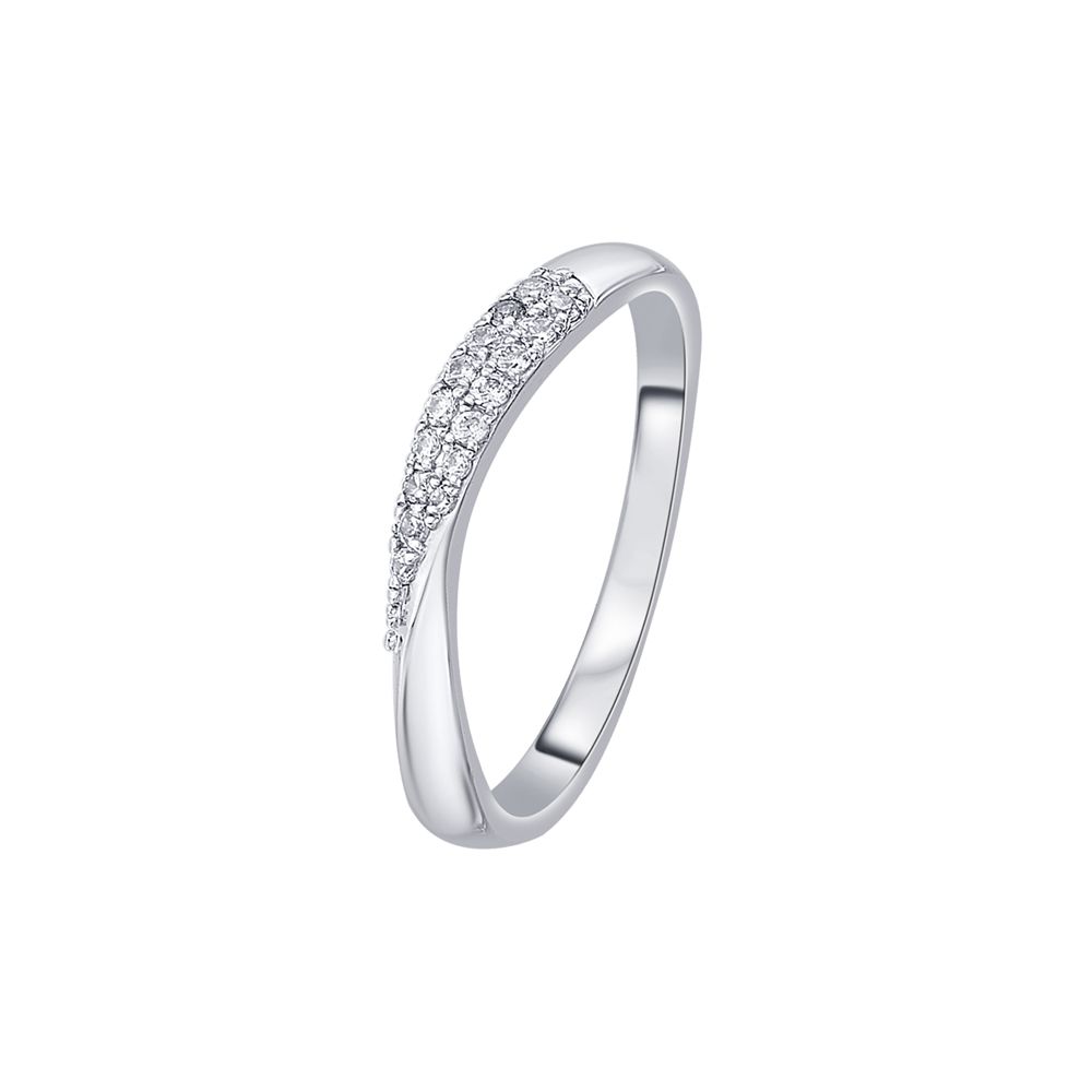 Glittering Diamond Studded Platinum Finger Band-Rings-PRG23K70