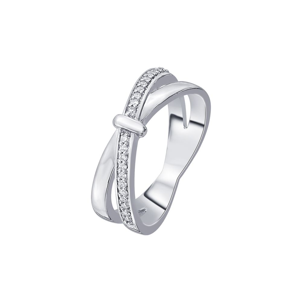 Simple Cross Design Diamond Finger Ring-Rings-PRG23K80