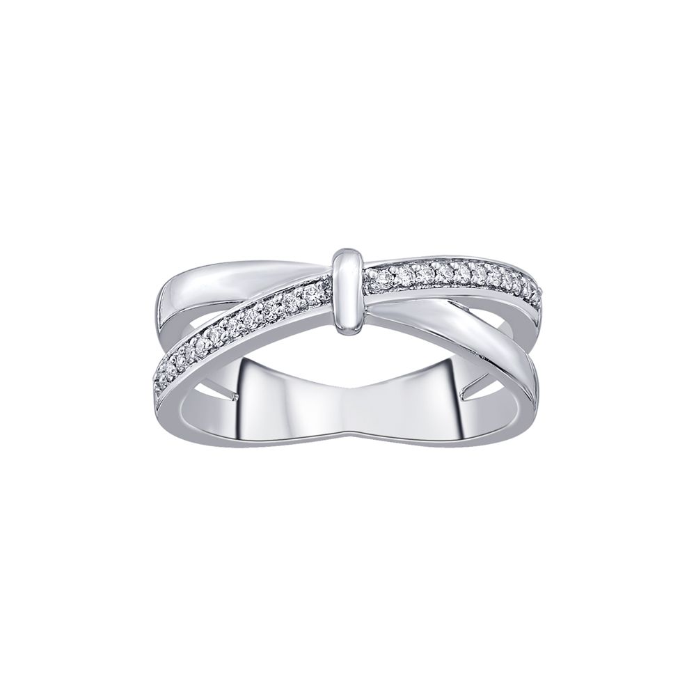 Simple Cross Design Diamond Finger Ring-Rings-PRG23K80