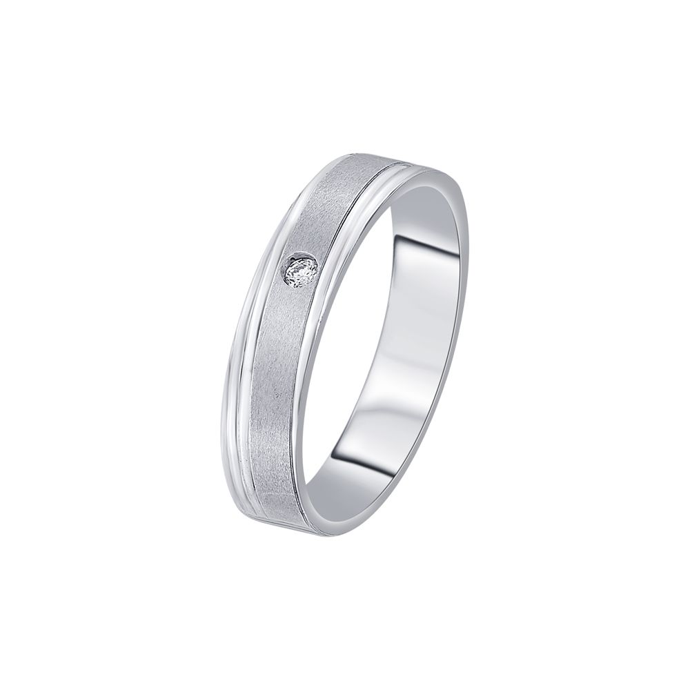 Glittering Diamond and Platinum Mens Band-Rings-PRG23M05