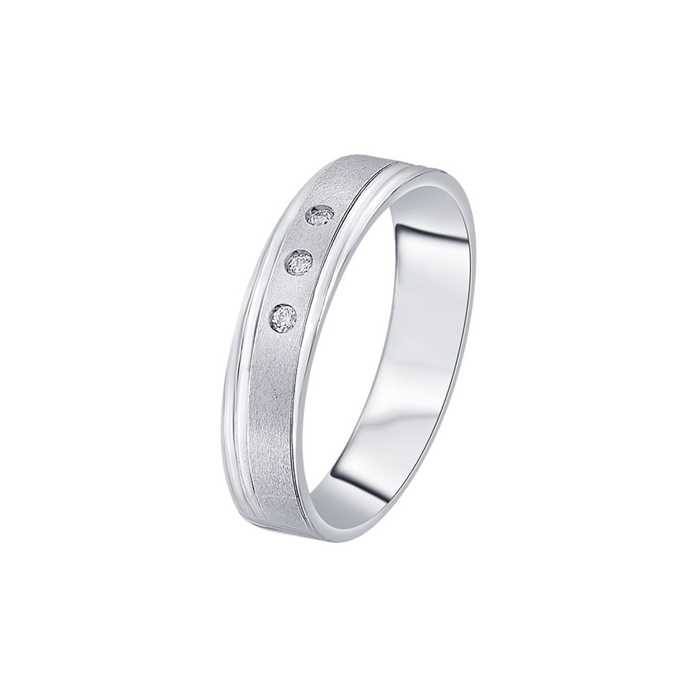 Glittering Diamond and Platinum Womens Band-Platinum-PRG23M06