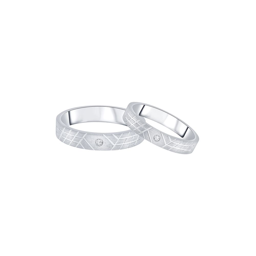 Geometric Textured Diamond Platinum Couple Bands-Platinum-OCR23233-D300P0D