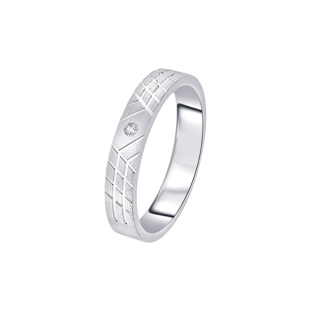 Geometric Textured Diamond Platinum Couple Bands-Platinum-OCR23233-D300P0D