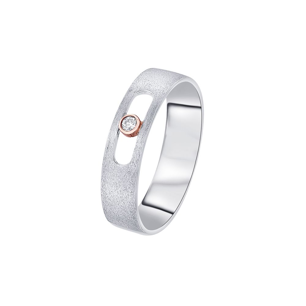 Glossy Single Diamond Mens Band-Platinum-PRG23M27