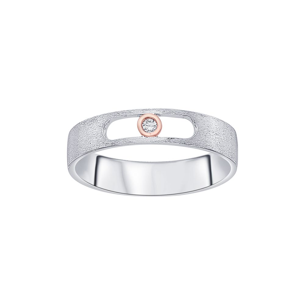 Glossy Single Diamond Couple Bands-Platinum-OCR23234-D300O0D