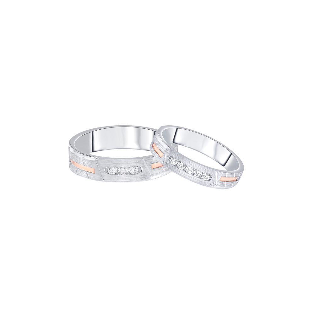 Classic Dual Toned Diamond Couple Bands-Platinum-OCR23236-D300O0D