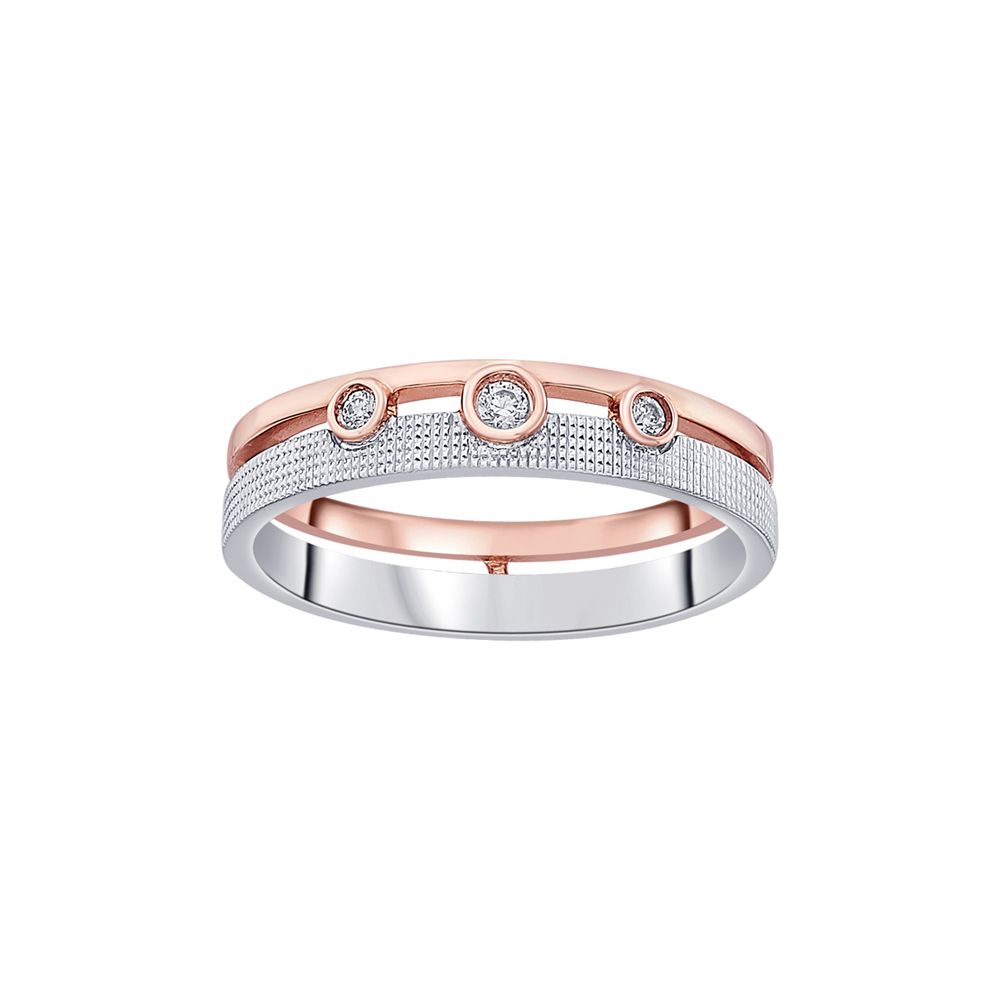 Elegant Platinum and Rose Gold Womens Band-Rings-PRG23M34