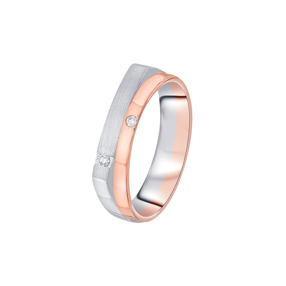 Geometric Rose Gold and Platinum Couple Bands-Platinum-OCR23238-D300O0D