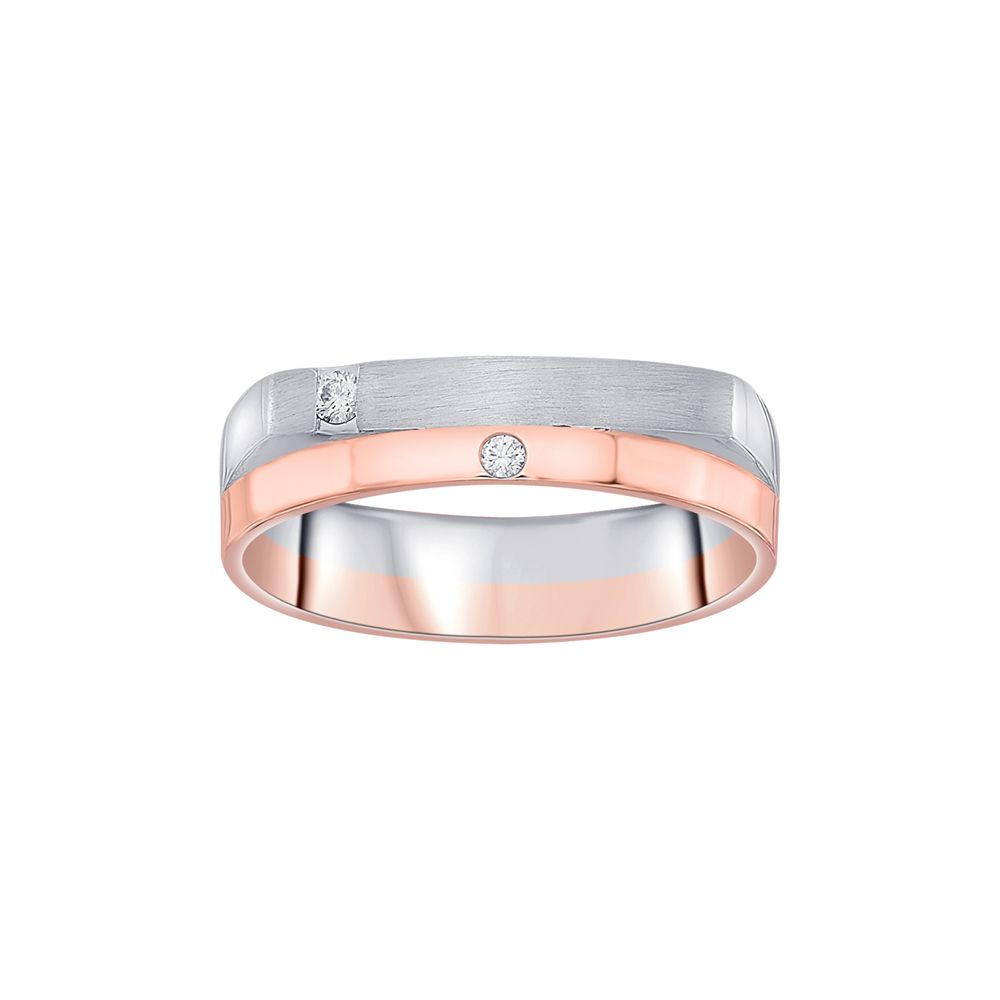 Geometric Rose Gold and Platinum Mens Band-Platinum-PRG23M35