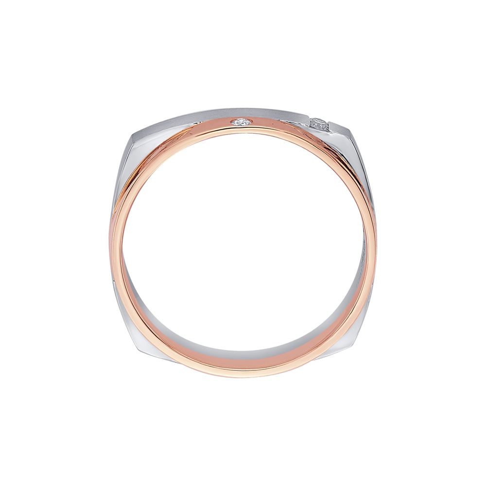 Geometric Rose Gold and Platinum Mens Band-Platinum-PRG23M35