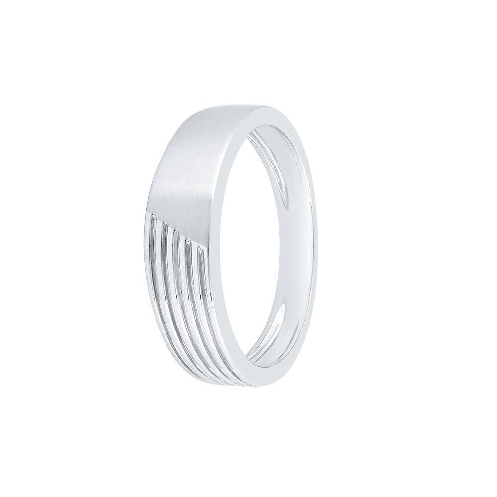 Textured Everyday Platinum Mens Finger Ring-Rings-PRG24K03