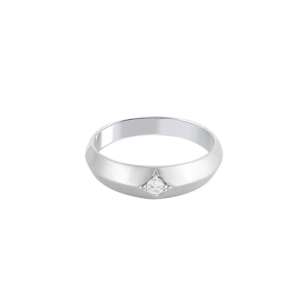 Shimmery Diamond Platinum Mens Band-Rings-PRG24K10