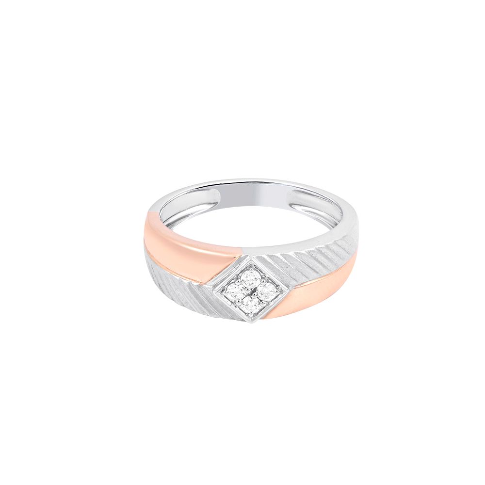 Contemporary 18Kt Rose Gold and Platinum Mens Ring-Platinum-PRG24K16