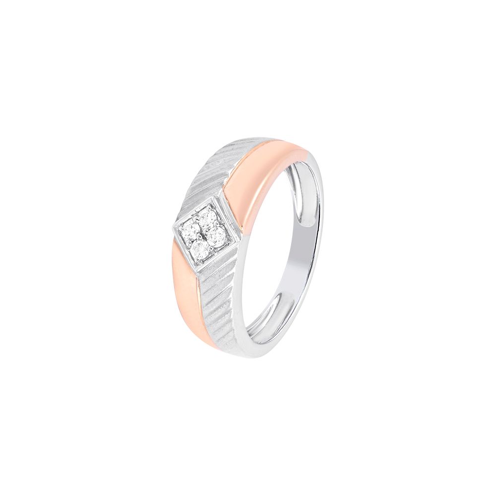 Contemporary 18Kt Rose Gold and Platinum Mens Ring-Platinum-PRG24K16
